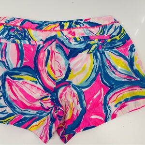 Lilly Pulitzer Addie Shorts Size 0 Colorful, Fringe Trim Side Zip